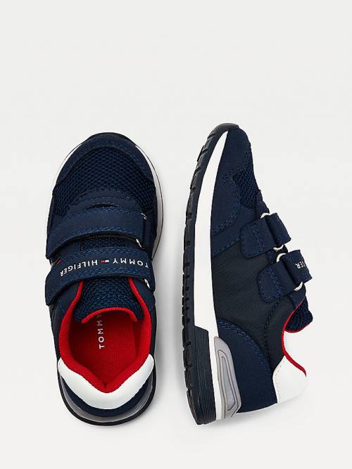 Tommy Hilfiger Mixed Texture Hook And Loop Spor Ayakkabı Erkek Çocuk Mavi | TH917WBF