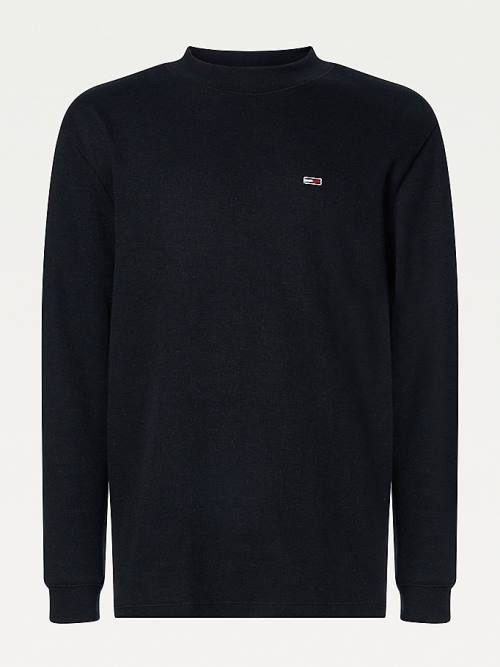 Tommy Hilfiger Mock Neck Jumper Tişört Erkek Siyah | TH709CNK