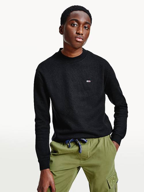 Tommy Hilfiger Mock Neck Jumper Tişört Erkek Siyah | TH709CNK