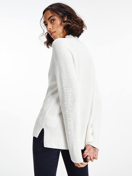 Tommy Hilfiger Mock Turtleneck Organic Pamuklu Knit Jumper Kazak Kadın Beyaz | TH264JGS