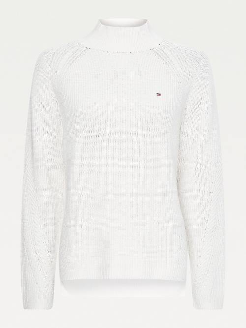 Tommy Hilfiger Mock Turtleneck Organic Pamuklu Knit Jumper Kazak Kadın Beyaz | TH264JGS