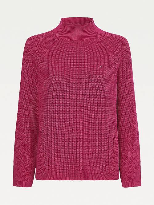 Tommy Hilfiger Mock Turtleneck Organic Pamuklu Knit Jumper Kazak Kadın Kırmızı | TH906QXH