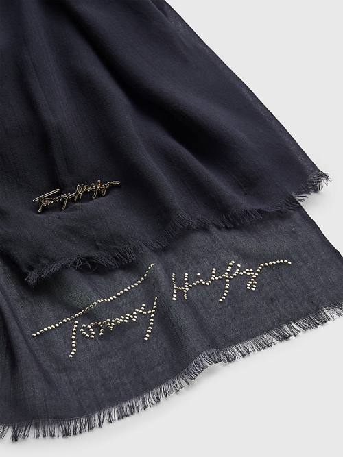 Tommy Hilfiger Modal Signature Brooch Hijab Fular Kadın Siyah | TH857OZG