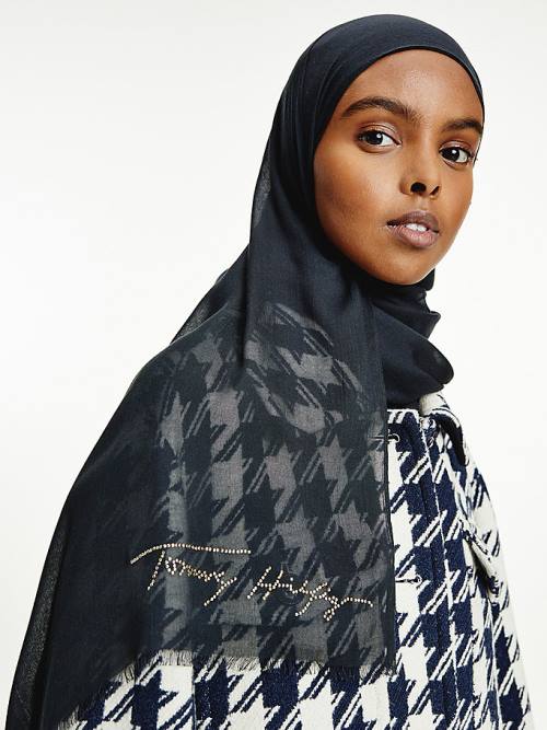 Tommy Hilfiger Modal Signature Brooch Hijab Fular Kadın Siyah | TH857OZG