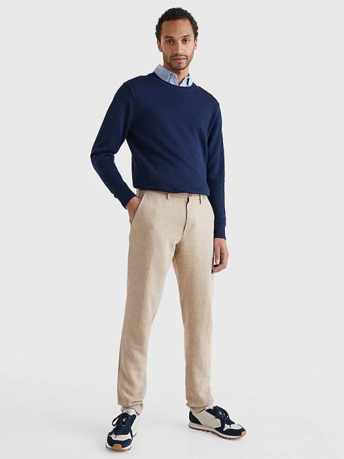 Tommy Hilfiger Modern Herringbone Tapered Fit Chino Pantolon Erkek Bej Rengi | TH835KUO