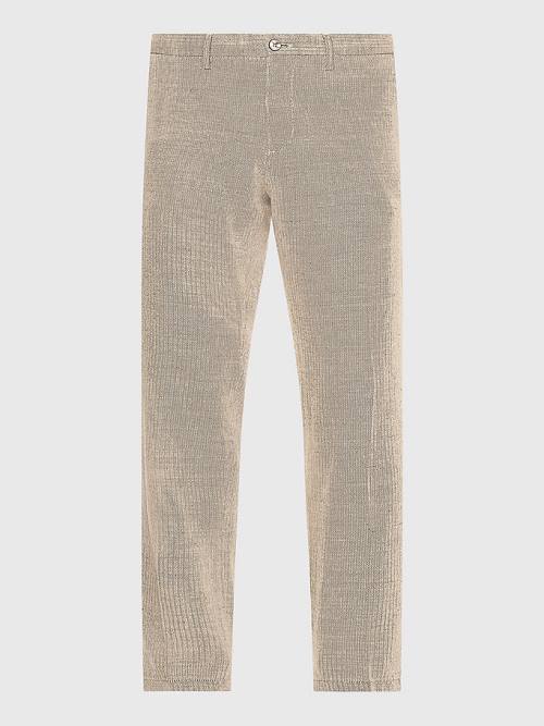 Tommy Hilfiger Modern Herringbone Tapered Fit Chino Pantolon Erkek Bej Rengi | TH835KUO