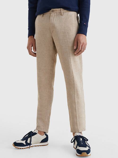 Tommy Hilfiger Modern Herringbone Tapered Fit Chino Pantolon Erkek Bej Rengi | TH835KUO