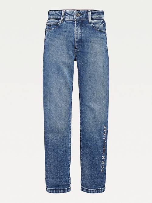 Tommy Hilfiger Modern Straight Embroidery Jean Pantolon Erkek Çocuk Denim | TH260ZFG