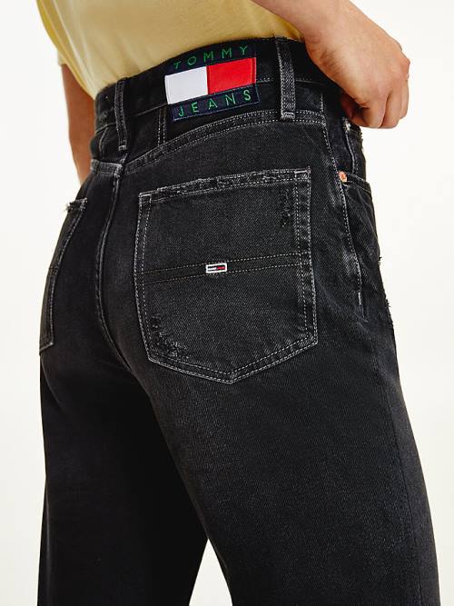 Tommy Hilfiger Mom Ultra High Rise Tapered Black Jean Pantolon Kadın Denim | TH162SYM