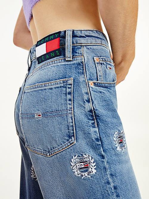 Tommy Hilfiger Mom Ultra High Rise Tapered Logo Embroidery Jean Pantolon Kadın Denim | TH192FCB