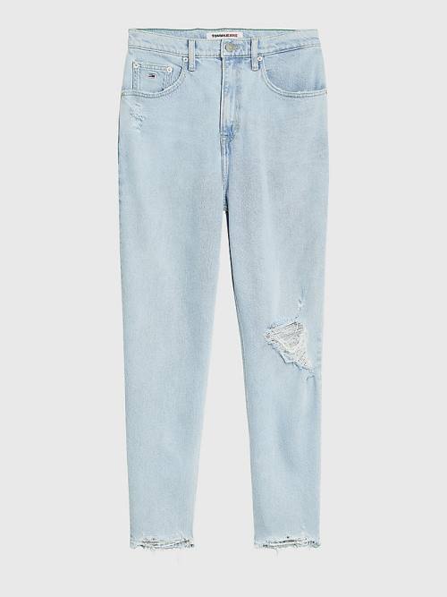 Tommy Hilfiger Mom Ultra High Rise Tapered Distressed Jean Pantolon Kadın Denim | TH362KQG