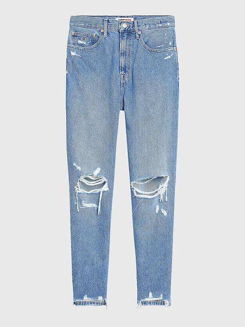 Tommy Hilfiger Mom Ultra High Rise Tapered Hemp Jean Pantolon Kadın Denim | TH482ZGB