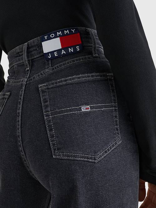 Tommy Hilfiger Mom Ultra High Rise Tapered Black Jean Pantolon Kadın Denim | TH820WBM