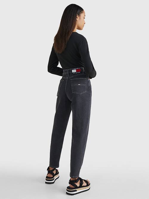 Tommy Hilfiger Mom Ultra High Rise Tapered Black Jean Pantolon Kadın Denim | TH820WBM