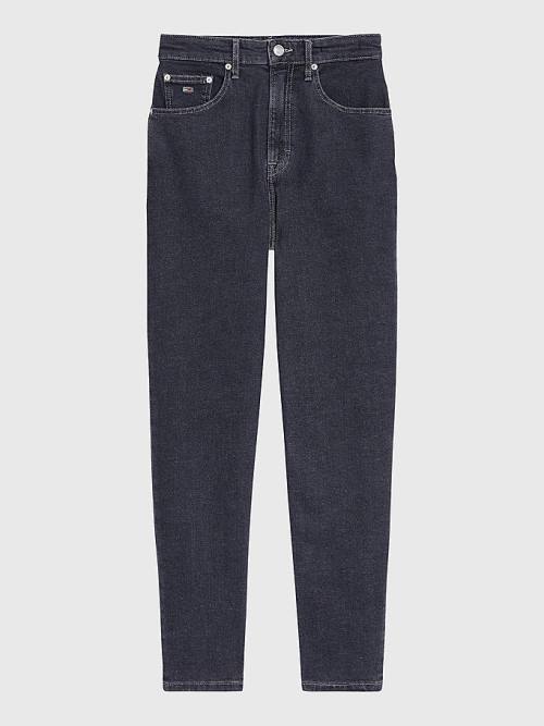 Tommy Hilfiger Mom Ultra High Rise Tapered Black Jean Pantolon Kadın Denim | TH820WBM