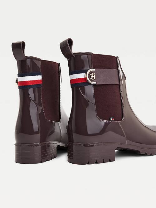 Tommy Hilfiger Monogram Ankle Rainboots Bot Kadın Kırmızı | TH341WNO