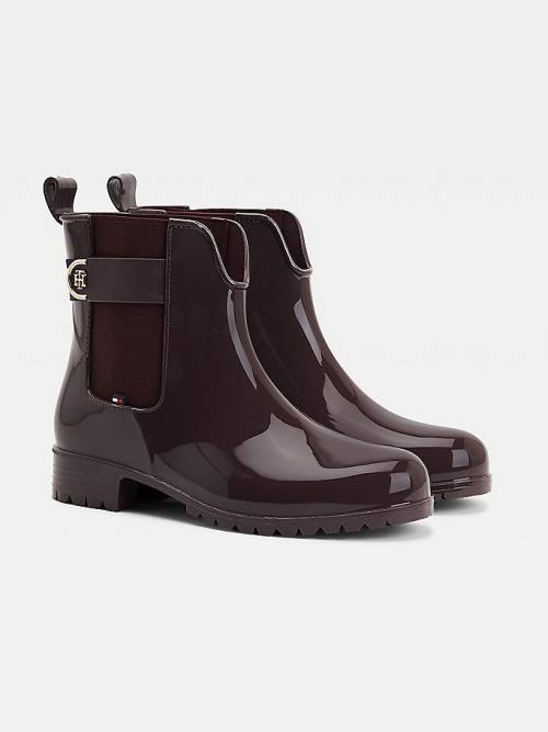 Tommy Hilfiger Monogram Ankle Rainboots Bot Kadın Kırmızı | TH341WNO