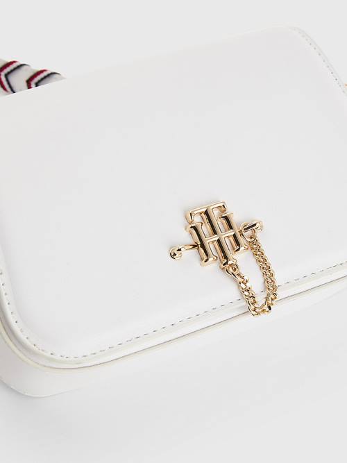 Tommy Hilfiger Monogram Chain Crossover Mini Çanta Kadın Beyaz | TH493CLR