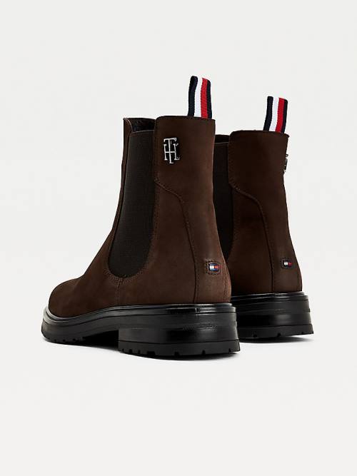 Tommy Hilfiger Monogram Chelsea Süet Ankle Bot Kadın Kahverengi | TH152WJC