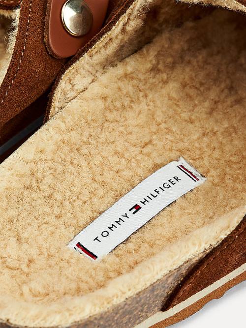 Tommy Hilfiger Monogram Closed Burunlu Mules Terlik Kadın Kahverengi | TH284IJS