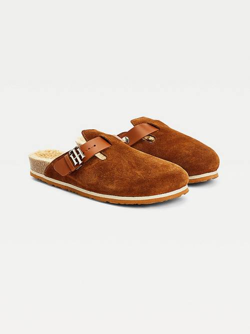 Tommy Hilfiger Monogram Closed Burunlu Mules Terlik Kadın Kahverengi | TH284IJS