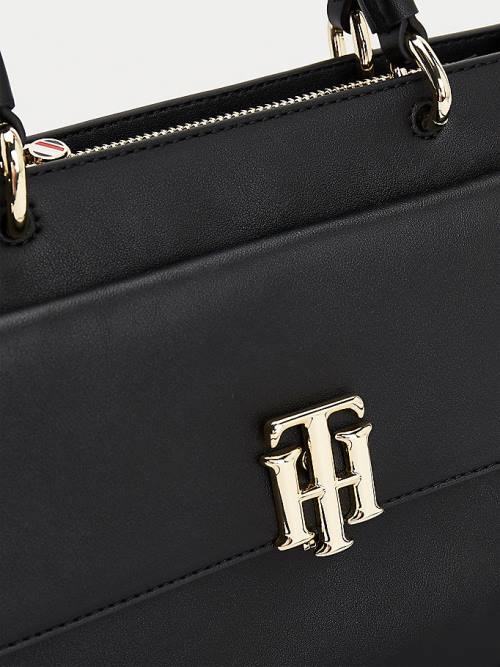 Tommy Hilfiger Monogram Lock Satchel Çanta Kadın Siyah | TH524PLV