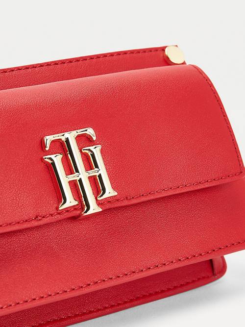 Tommy Hilfiger Monogram Lock Small Crossover Çanta Kadın Kırmızı | TH354QIM