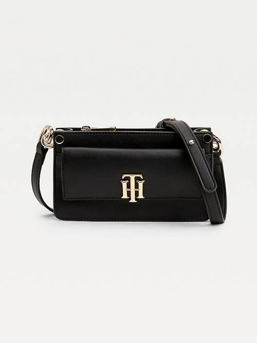 Tommy Hilfiger Monogram Lock Small Crossover Çanta Kadın Siyah | TH897OEG