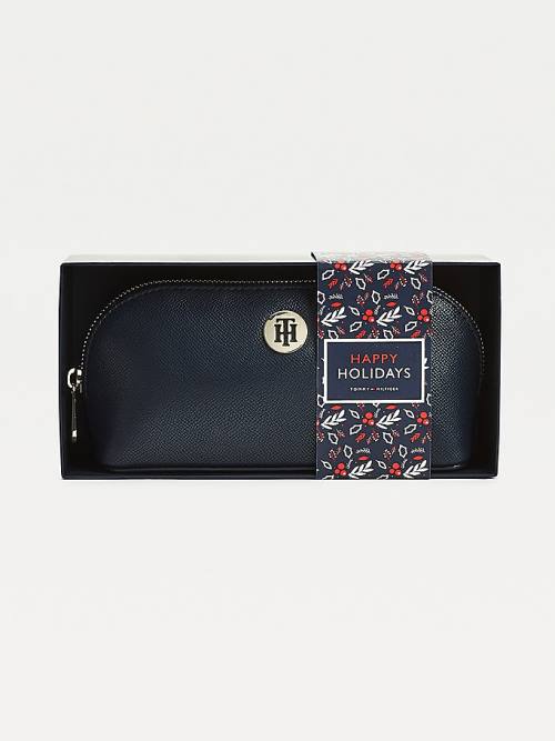 Tommy Hilfiger Monogram Makeup Bag Gift Set Şapka Kadın Mavi | TH895WBU