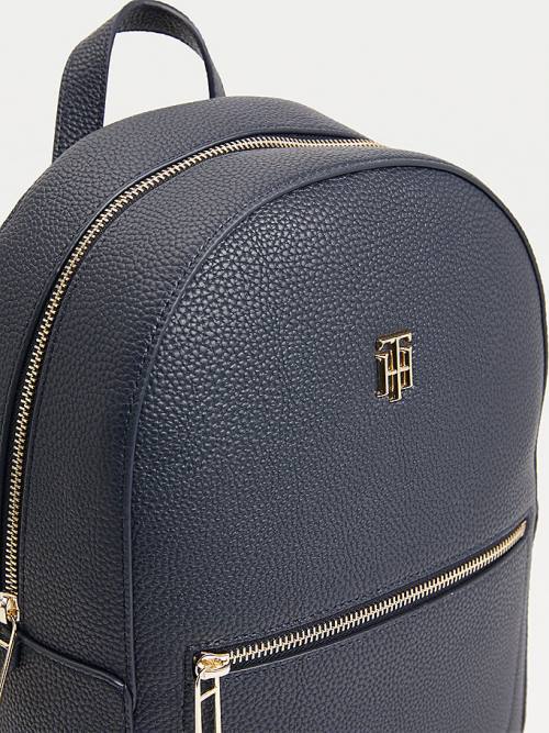 Tommy Hilfiger Monogram Plaque Backpack Çanta Kadın Mavi | TH762PGJ