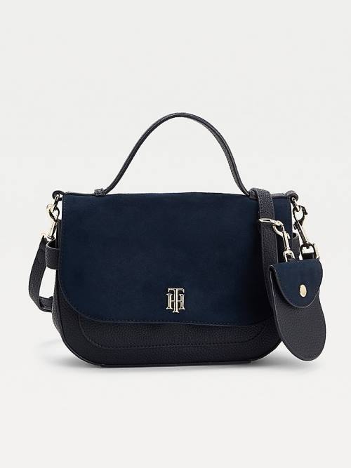 Tommy Hilfiger Monogram Plaque Crossover Çanta Kadın Mavi | TH910MFS