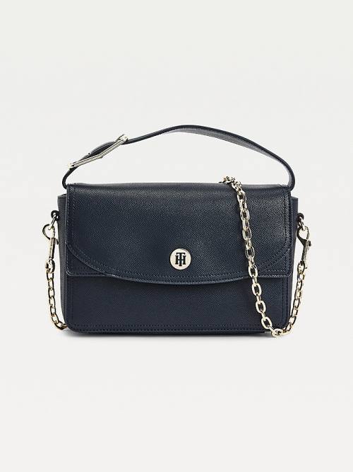 Tommy Hilfiger Monogram Plaque Flap Crossover Çanta Kadın Mavi | TH940HJV