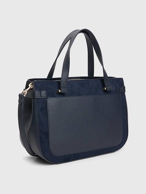 Tommy Hilfiger Monogram Plaque Satchel Çanta Kadın Mavi | TH469BLA