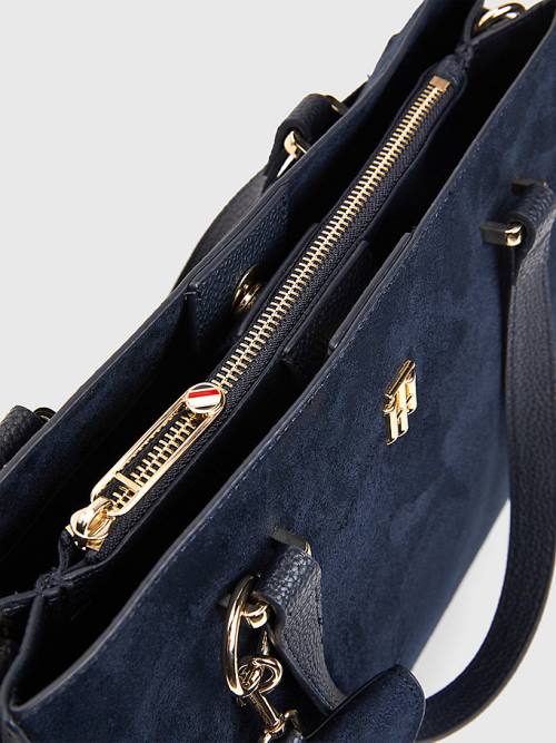 Tommy Hilfiger Monogram Plaque Satchel Çanta Kadın Mavi | TH469BLA