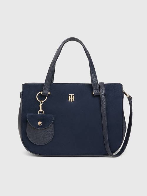 Tommy Hilfiger Monogram Plaque Satchel Çanta Kadın Mavi | TH469BLA