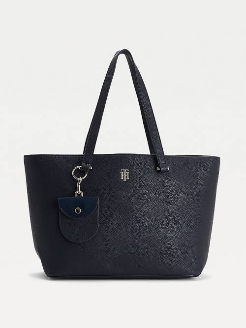 Tommy Hilfiger Monogram Plaque Tote Çanta Kadın Mavi | TH376ARS