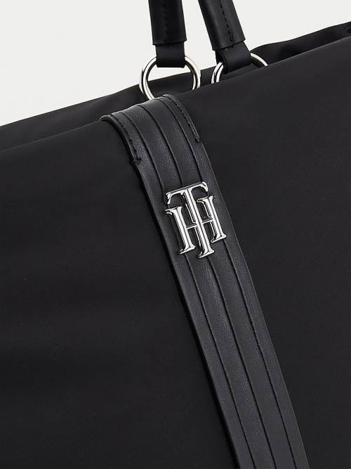 Tommy Hilfiger Monogram Plaque Tote Çanta Kadın Siyah | TH578QJW