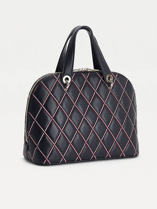 Tommy Hilfiger Monogram Quilted Crossover Çanta Kadın Mavi | TH789QIF