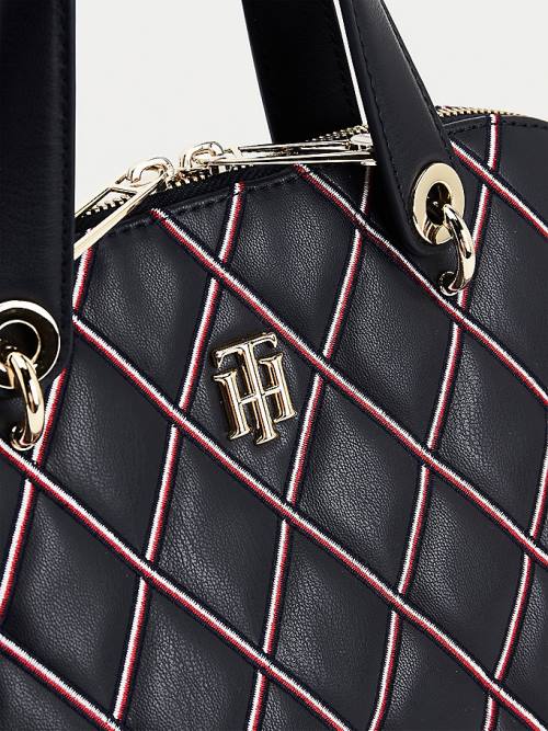 Tommy Hilfiger Monogram Quilted Crossover Çanta Kadın Mavi | TH789QIF