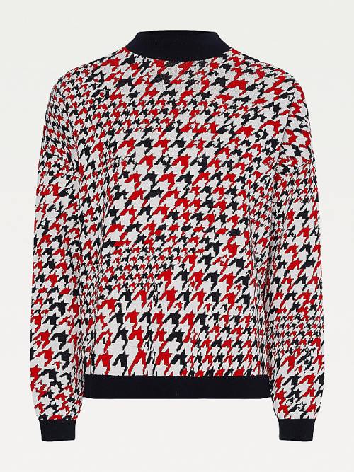 Tommy Hilfiger Monogram Regular Fit Mock Turtleneck Jumper Kazak Kadın Kırmızı | TH174KSC