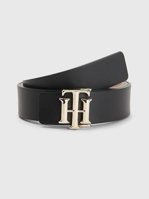 Tommy Hilfiger Monogram Reversible Deri Kemer Kadın Siyah | TH309APO