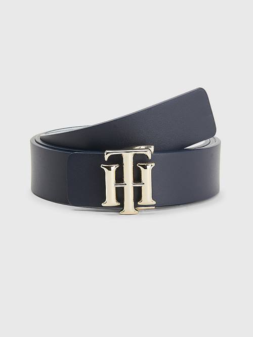 Tommy Hilfiger Monogram Reversible Deri Kemer Kadın Mavi | TH813OJY