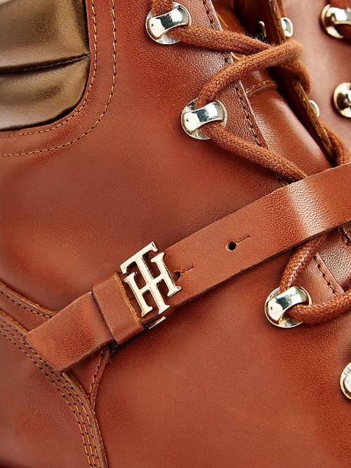 Tommy Hilfiger Monogram Tokalı Krampon Ankle Bot Kadın Kahverengi | TH823JEQ