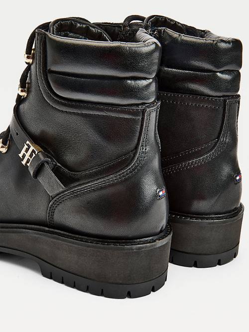 Tommy Hilfiger Monogram Tokalı Krampon Ankle Bot Kadın Siyah | TH947JVD