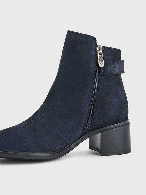 Tommy Hilfiger Monogram Tokalı Mid Cut Cut Cut Heel Ankle Bot Kadın Mavi | TH074BMD