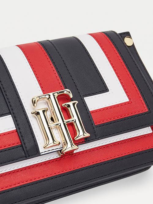 Tommy Hilfiger Monoram Lock Colour-Blocked Crossover Çanta Kadın Kırmızı | TH361SND