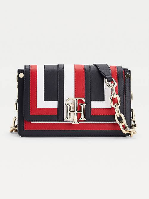 Tommy Hilfiger Monoram Lock Colour-Blocked Crossover Çanta Kadın Kırmızı | TH361SND