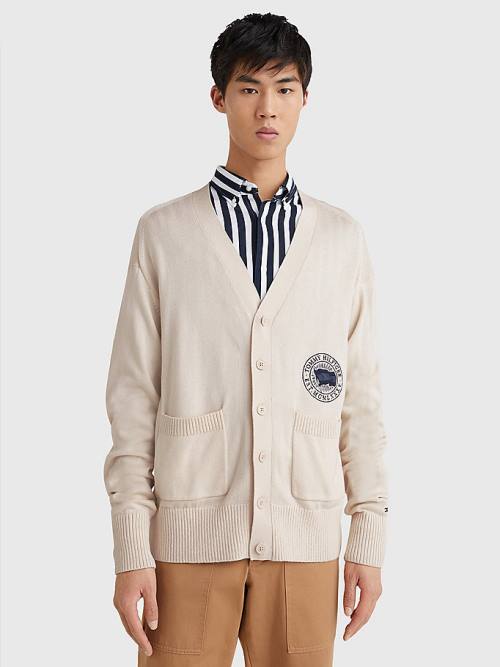 Tommy Hilfiger Motion Flag Cardigan Kazak Erkek Bej Rengi | TH427BMP