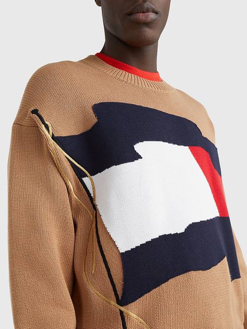 Tommy Hilfiger Motion Flag Crew Neck Jumper Kazak Erkek Kahverengi | TH286VBW