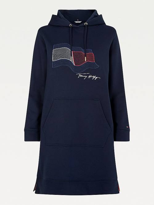 Tommy Hilfiger Motion Flag Elbise Kadın Mavi | TH615BTY